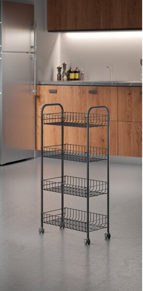 Scaffale mobile in metallo nero 41x84 cm Ascona - Metaltex
