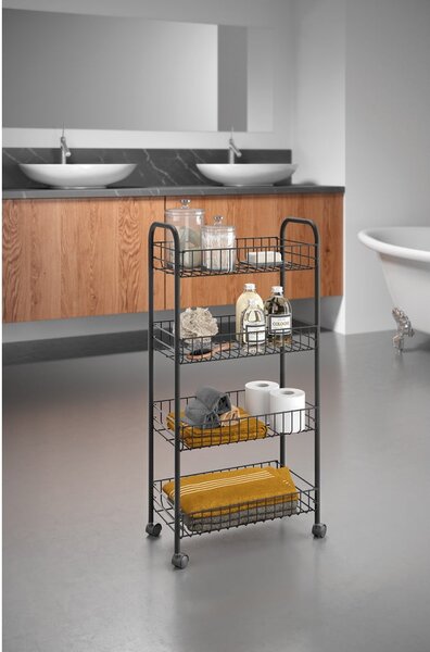 Scaffale mobile in metallo nero 41x84 cm Ascona - Metaltex