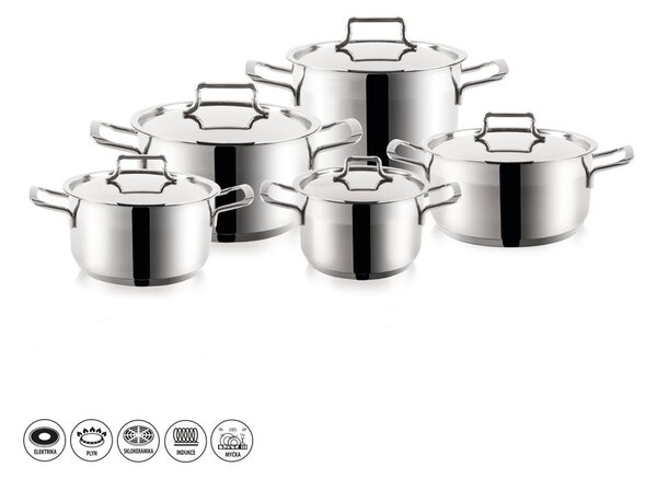 Set di pentole in acciaio inox da 10 pezzi Anett - Orion