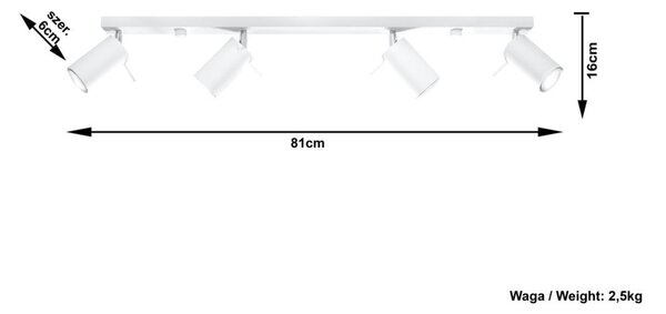Faretto bianco 8x80 cm Etna – Sollux