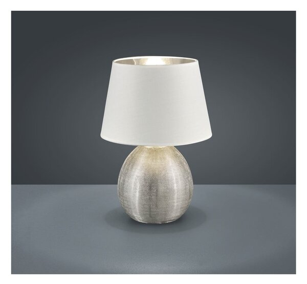 Lampada da tavolo bianca in ceramica e tessuto, altezza 35 cm Luxor - Reality