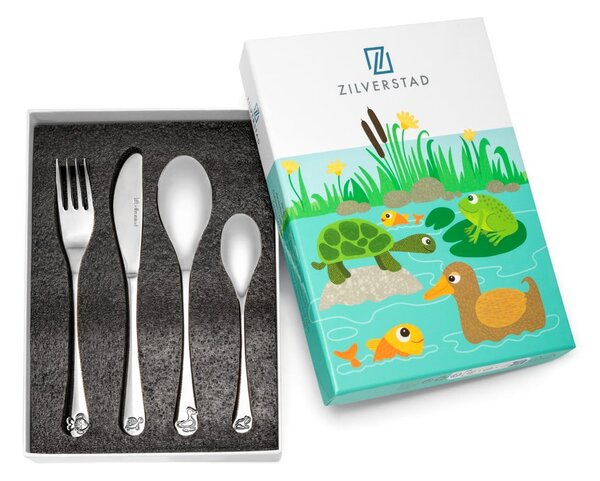 Posate per bambini in acciaio inox argento 4 pezzi Water life - Zilverstad