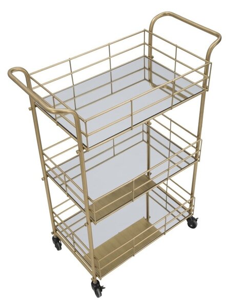 Carrello da portata a 3 piani con design Reo dorato Carrello - Mauro Ferretti
