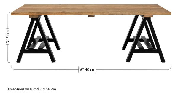 Tavolino con piano in legno di pino di colore naturale 80x140 cm Hampstead - Premier Housewares