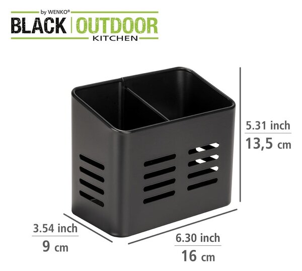 Set portaposate e portatovaglioli in metallo Black Outdoor Kitchen Baco - Wenko