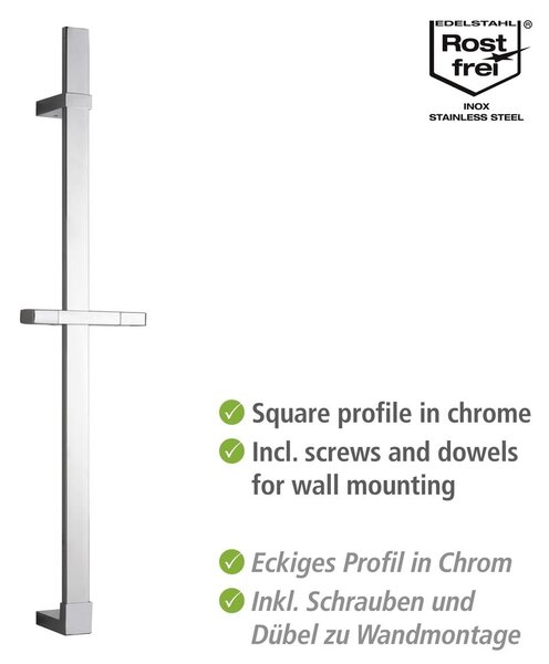 Asta doccia a parete in acciaio inox argento lucido 68 cm Design - Wenko