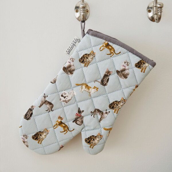 Guanti da cucina in cotone blu Curious Cats - Cooksmart ®