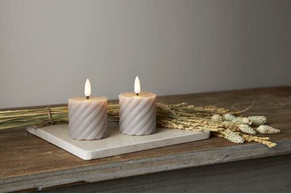 Set di 2 candele LED in cera grigia, altezza 7,5 cm Flamme Swirl - Star Trading