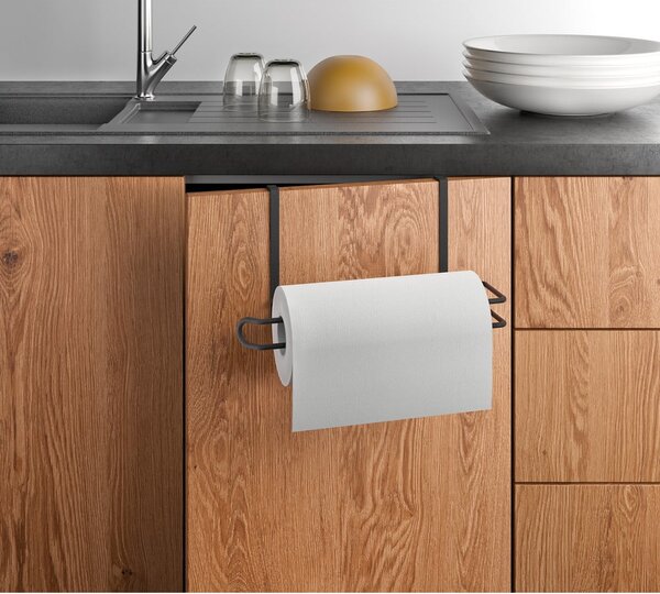 Supporto da appendere nero per asciugamani da cucina - Metaltex