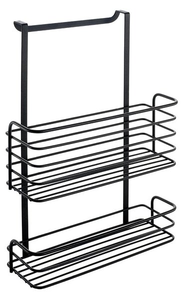 Scaffale da cucina sospeso in metallo nero Lava Double Galileo - Metaltex