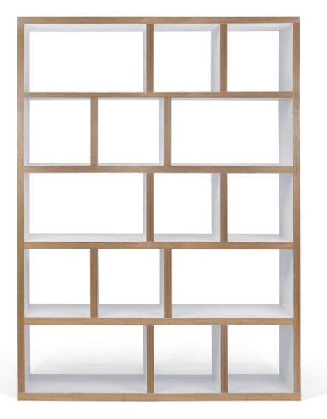 Libreria bianca con bordo in legno 150x198 cm Berlin - TemaHome