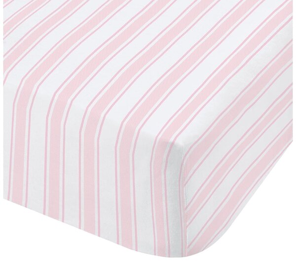 Lenzuolo in cotone rosa e bianco , 90 x 190 cm Check and Stripe - Bianca