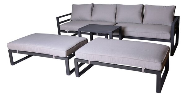 Set da giardino grigio/beige in metallo per 8 persone Portland – Rojaplast