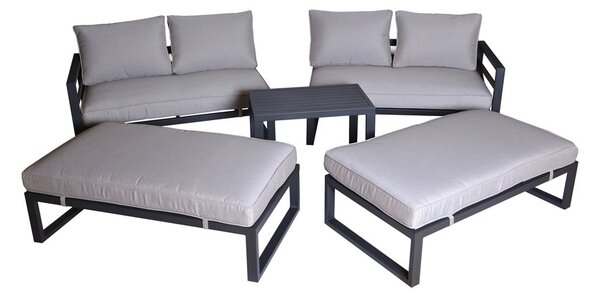 Set da giardino grigio/beige in metallo per 8 persone Portland – Rojaplast