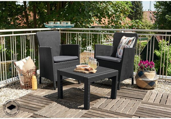 Set da giardino in rattan artificiale grigio scuro per 2 persone Salvador - Keter