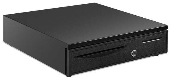 Costway Cassetta per contanti in ferro automatica Cassetto per cassa apertura 405x420x100mm Nero