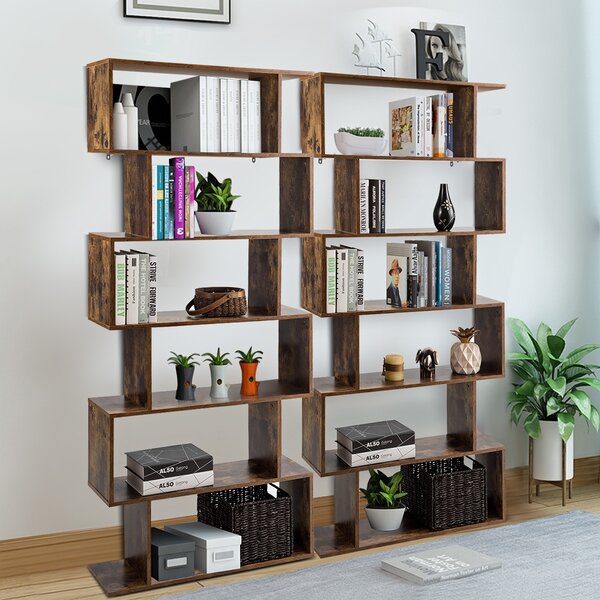 Costway Libreria in legno multiuso con 6 scomparti a casa 80x23x192cm Scaffale divisorio da ufficio Caffè
