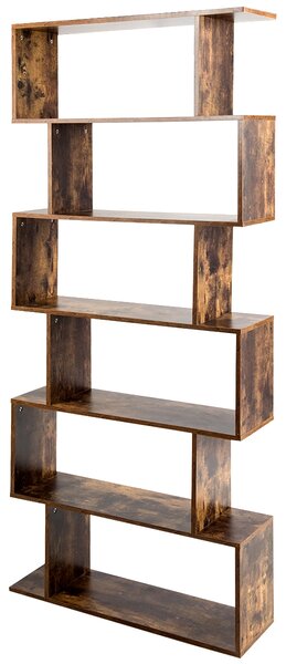 Costway Libreria in legno multiuso con 6 scomparti a casa 80x23x192cm Scaffale divisorio da ufficio Caffè