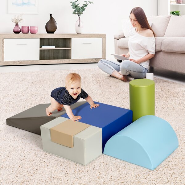 Costway Set con 6 pezzi per giocare e arrampicarsi, Blocchi per bambini per sviluppo motricità
