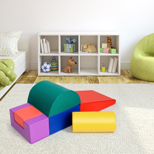 Costway Blocchi rampicanti in schiuma per bambini 1-3 anni, Blocchi rampicanti set rampicante indoor con rettangoli Rosso