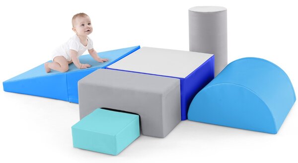 Costway Blocchi rampicanti in schiuma per bambini 1-3 anni, Blocchi rampicanti set rampicante indoor con rettangoli Blu scuro