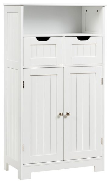 Costway Armadio del bagno con una mensola aperta, Credenza per cucina con 2 ante e 2 cassetti Bianco