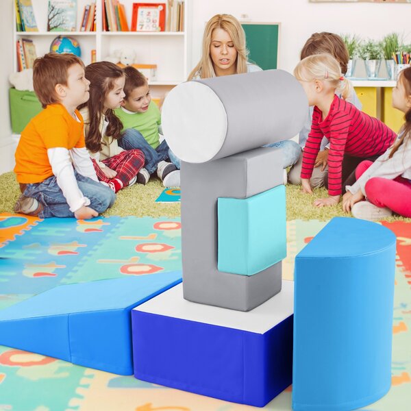 Costway Blocchi rampicanti in schiuma per bambini 1-3 anni, Blocchi rampicanti set rampicante indoor con rettangoli Blu scuro