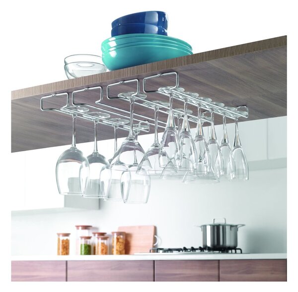 Set di 2 portabicchieri da vino in acciaio da parete Rail - Metaltex