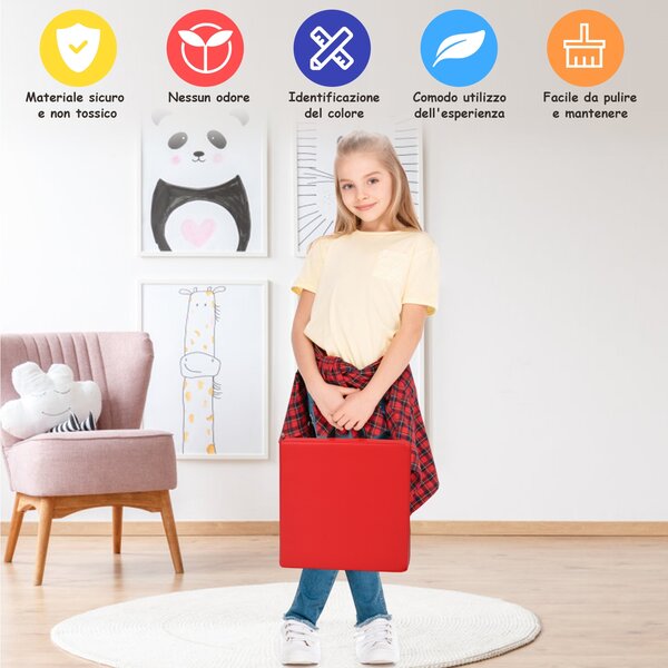 Costway Cuscinetti per bambini con 6 colori e forma quadrata, Cuscini impermeabili con maniglia ergonomica Colorato