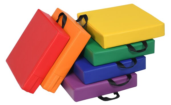 Costway Cuscinetti per bambini con 6 colori e forma quadrata, Cuscini impermeabili con maniglia ergonomica Colorato