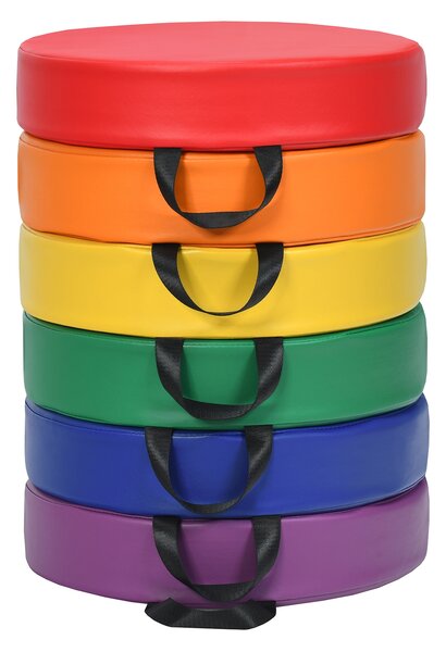 Costway Cuscinetti per bambini con 6 colori e forma rotonda, Cuscini impermeabili con maniglia ergonomica