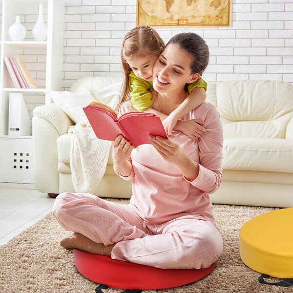 Costway Cuscinetti per bambini con 6 colori e forma rotonda, Cuscini impermeabili con maniglia ergonomica