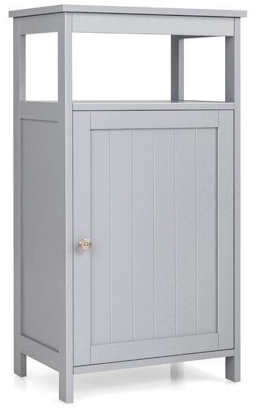 Costway Armadietto del bagno con anta singola e mensola regolabile, Armadio multifunzionale moderno di legno Grigio