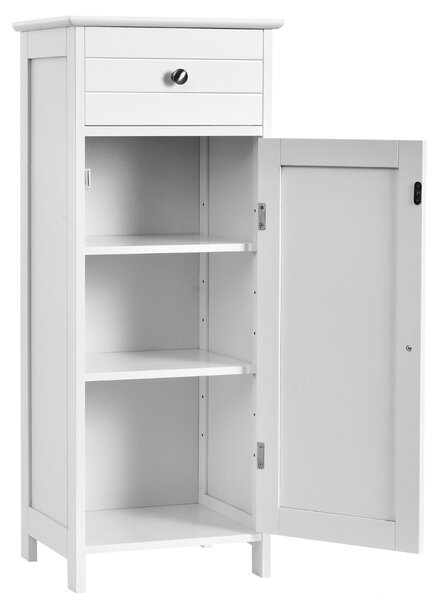 Costway Armadio del bagno con anta singolae e 2 mensole regolabili, Organizer verticale per bagno e salone Bianco