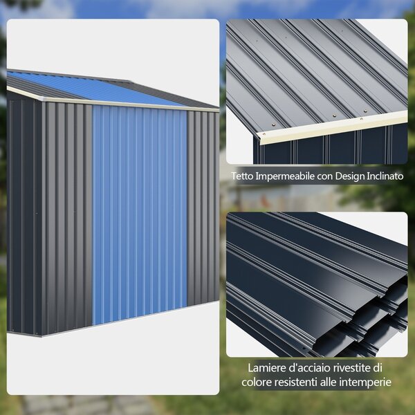 Costway Kit di estensione abbinato per capanno degli attrezzi da giardino, Estensione per casetta organizer 213x64x195cm