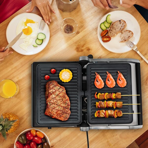 Costway Pressa elettrica per panini 3 in 1 in materiale antiaderente, Piastre per panini a 4 fette rivestite con timer