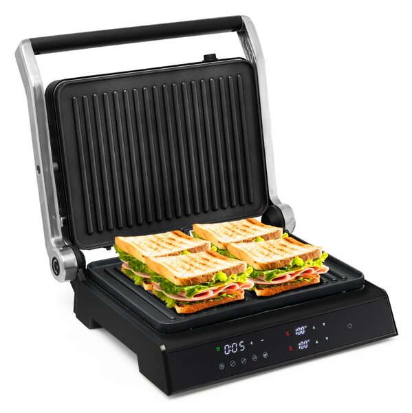 Costway Pressa elettrica per panini 3 in 1 in materiale antiaderente, Piastre per panini a 4 fette rivestite con timer