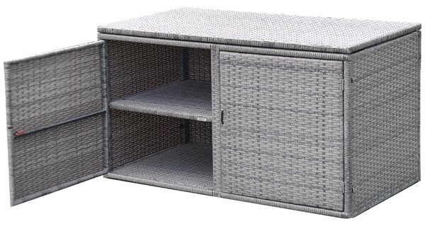 Costway Contenitore di stoccaggio con coperchio 2 ripiani telaio in acciaio, Box per conservazione di oggetti Grigio