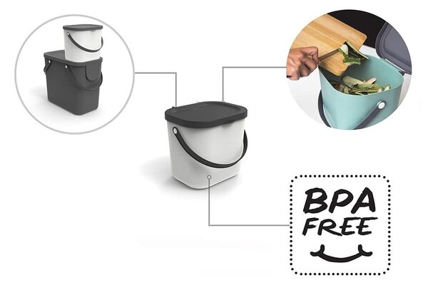 Contenitore per rifiuti compostabili bianco da 6 L Albula - Rotho