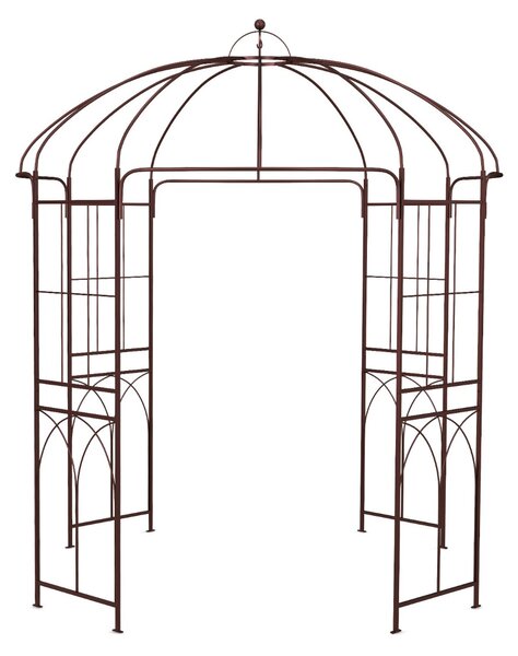 Costway Pergola per feste a forma di gabbia d’uccello, Pergole ad arco in metallo per piante rampicanti da patio Marrone