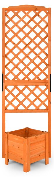Costway Letto da giardino rialzato con spalliera drenaggio grigliato, Fioriera in legno verticale per piante Arancione