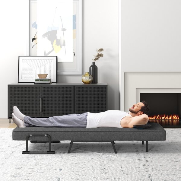 Costway Divano letto trasformabile con schienale regolabile in 6 posizioni cuscino rimovibile, Divano chaise lounge Grigio scuro