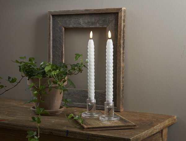 Set di 2 candele LED di cera bianca, altezza 25 cm Flamme Swirl Antique - Star Trading