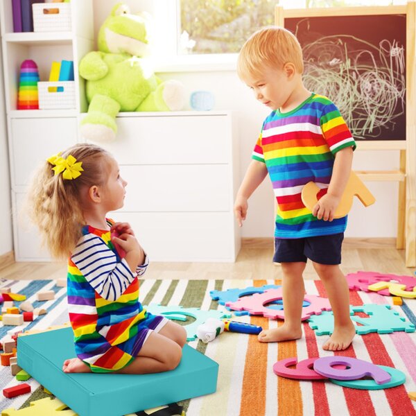 Costway Cuscinetti per bambini con 6 colori forma quadrata maniglia ergonomica, Cuscini impermeabili Colori Morandi