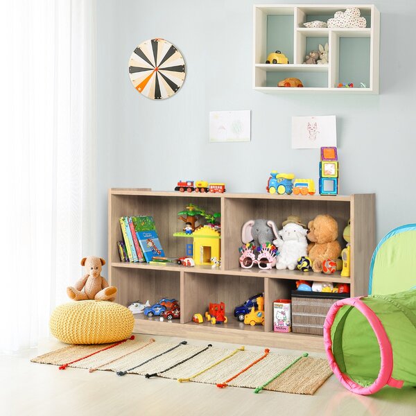 Costway Libreria a 5 cubi per bambini e organizer giocattoli, Scaffale legno con 5 scompartimenti per stanza Naturale