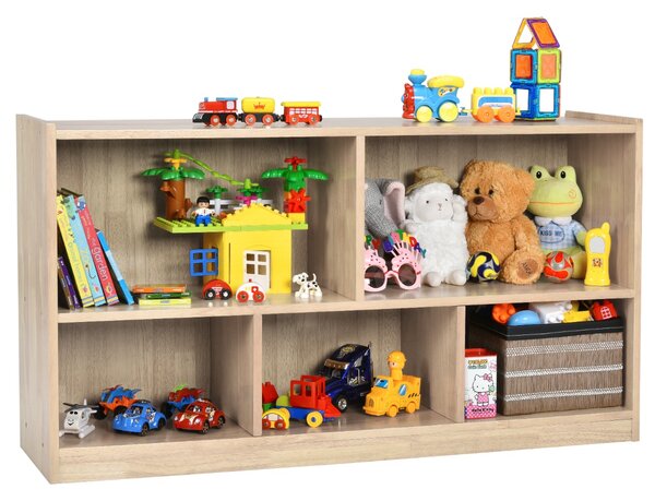Costway Libreria a 5 cubi per bambini e organizer giocattoli, Scaffale legno con 5 scompartimenti per stanza Naturale