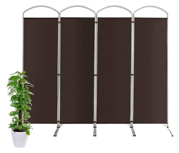 Costway Paravento pieghevole a 4 pannelli da 188cm, Divisorio in tessuto per ambienti interni casa ufficio Marrone