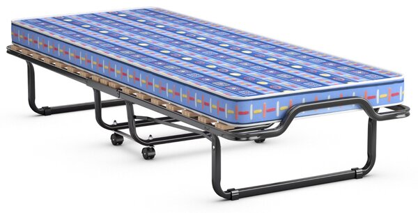 Costway Letto brandina con materasso in memory foam struttura resistente 4 ruote girevoli, Lettino pieghevole per casa Blu