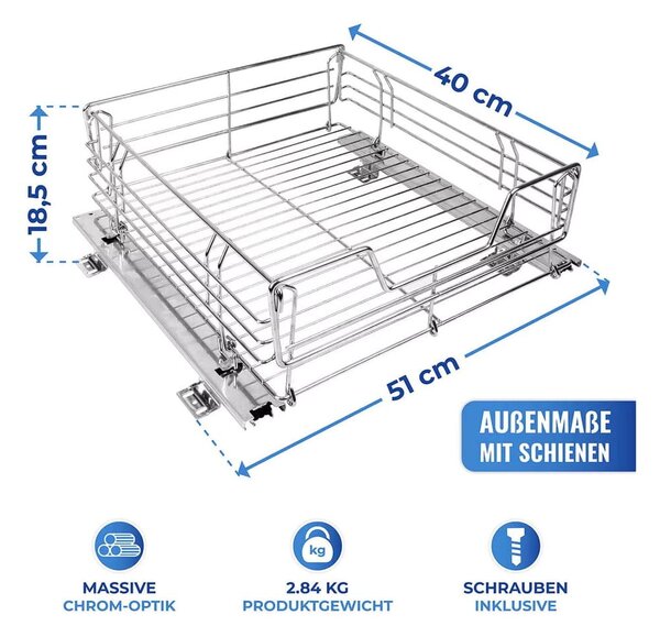 Ripiano estraibile in acciaio inox Slide, 51 x 40 cm - Maximex