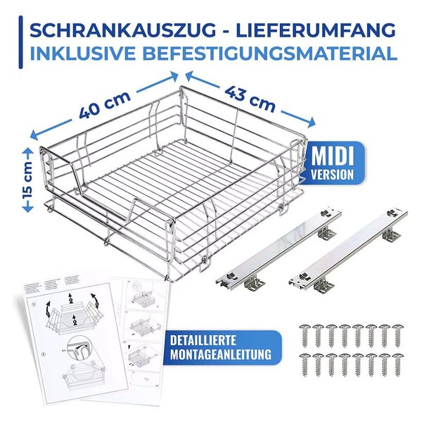 Ripiano estraibile in acciaio inox Slide, 51 x 40 cm - Maximex